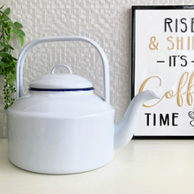 Load image into Gallery viewer, White Enamel Tea Kettle
