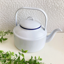 Load image into Gallery viewer, White Enamel Tea Kettle