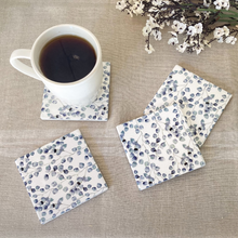 Load image into Gallery viewer, set of 4 coasters country style leaves in muted colours