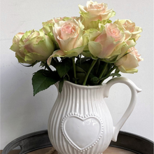 Load image into Gallery viewer, shapely white jug with a large heart and textured ribbing