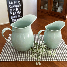 Load image into Gallery viewer, enamelware serving jug duck egg blue