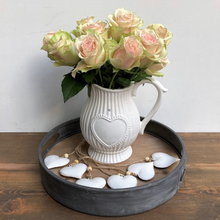 Load image into Gallery viewer, white ceramic jug with vertical ribbing and heart