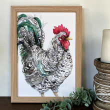 Load image into Gallery viewer, Rooster watercolour print Australian artist wall art