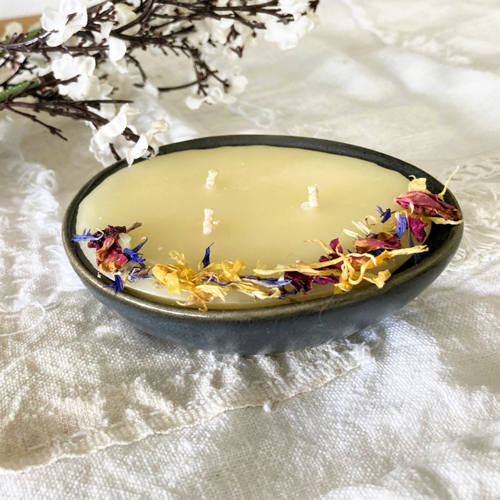 Midnight Floral Scented Beeswax Candle