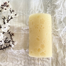 Load image into Gallery viewer, Floral Pillar Beeswax Candle
