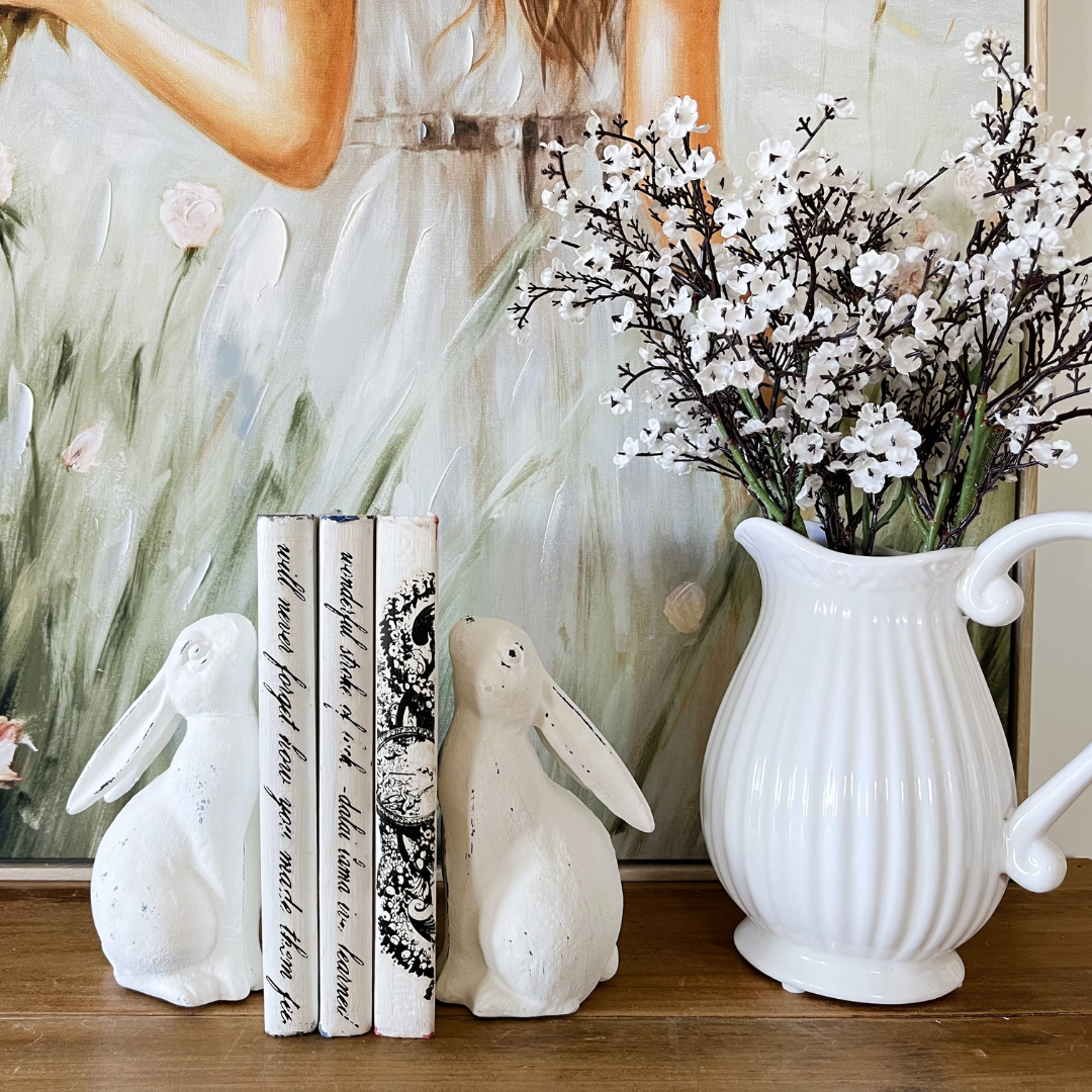 Rabbit Bookends – Evelyn and Owl