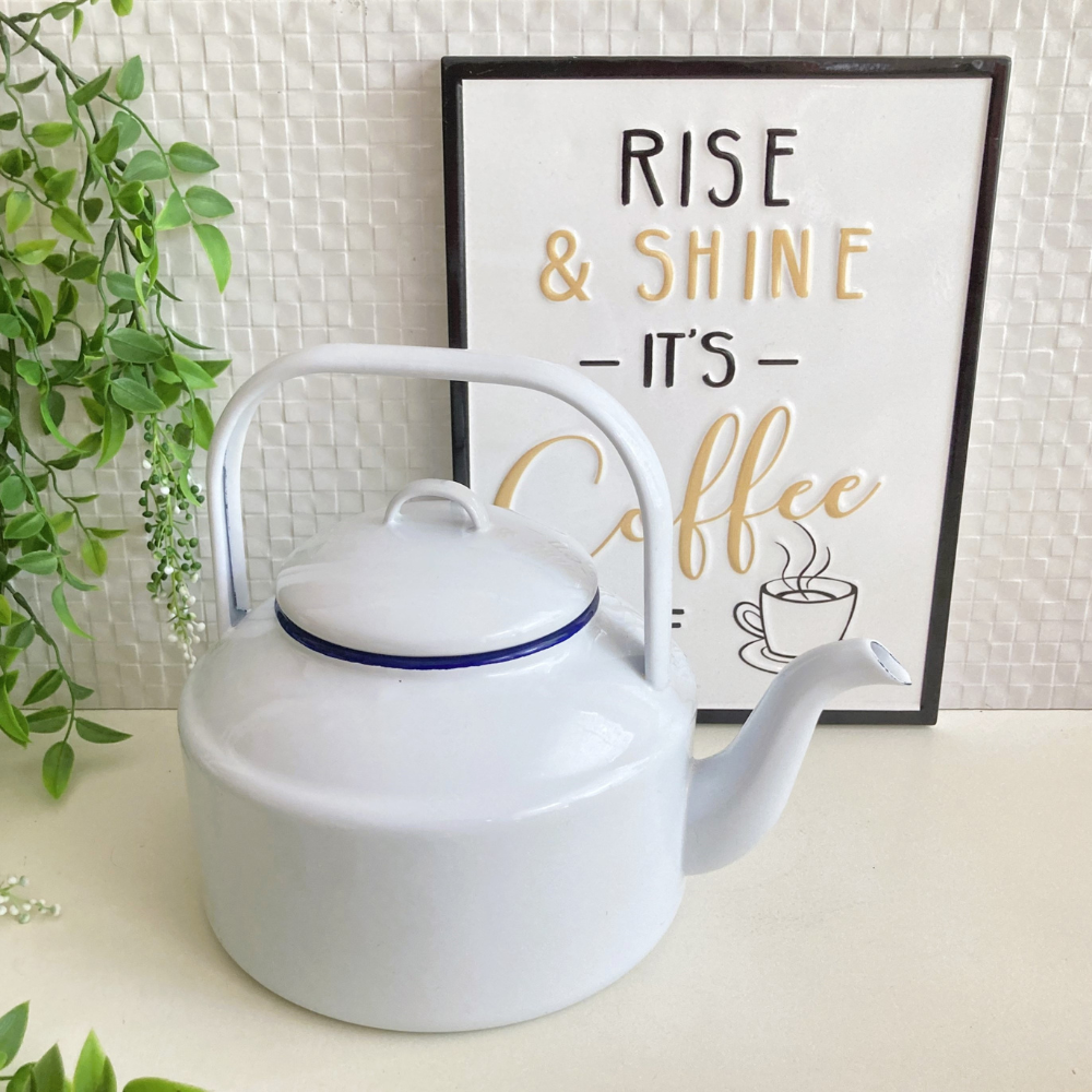 White Enamel Tea Kettle