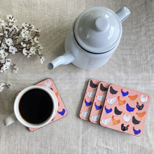 Load image into Gallery viewer, Bright Hens Coasters Set/4
