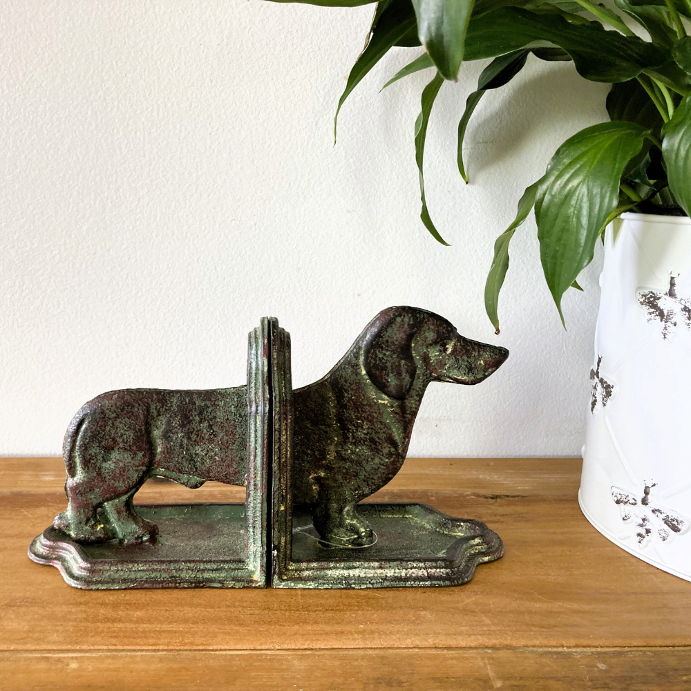 Cast Iron Dachshund Book Ends