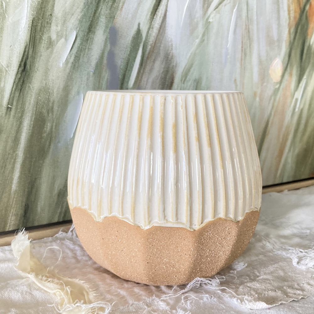 Fluted Ceramic Pot