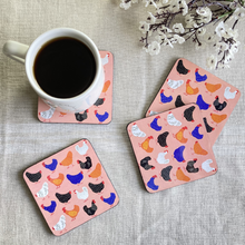 Load image into Gallery viewer, Bright Hens Coasters Set/4
