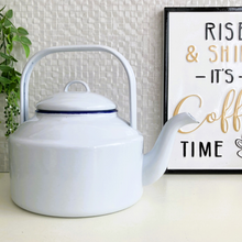 Load image into Gallery viewer, White Enamel Tea Kettle
