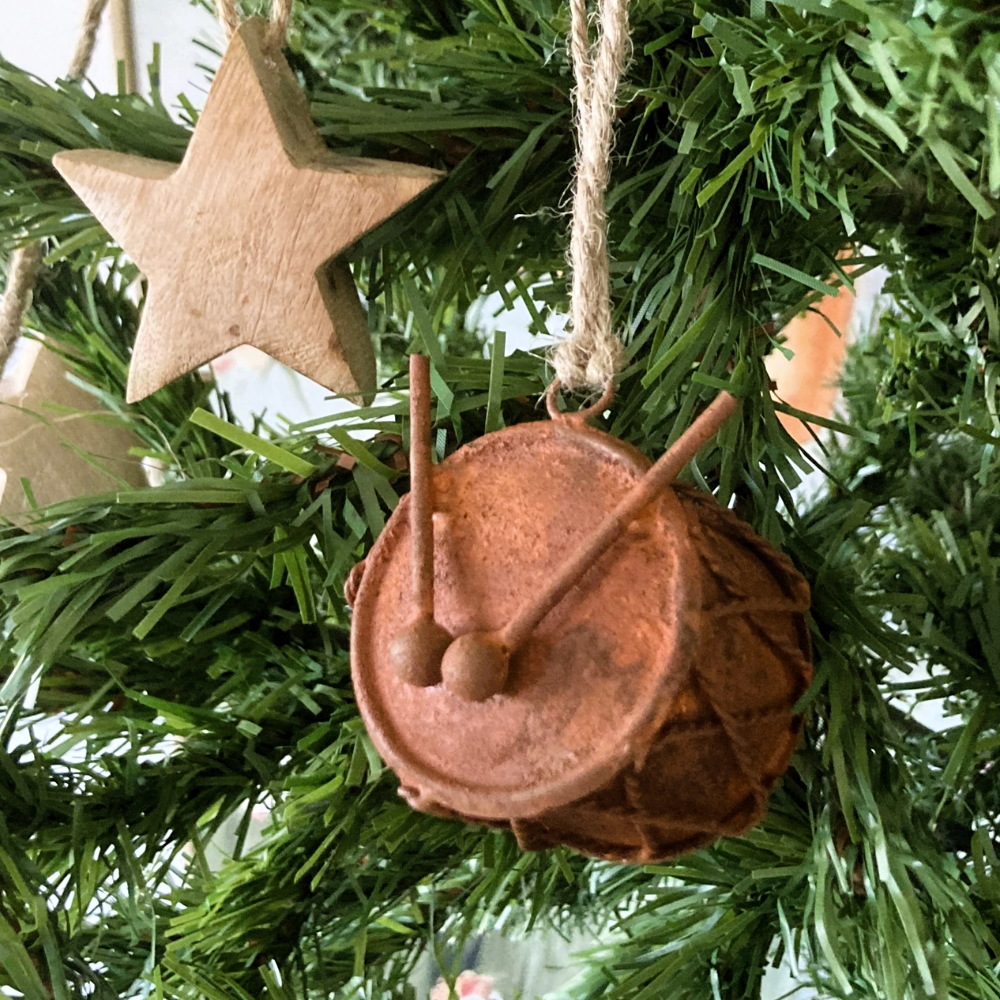 Rustic Drum Hanging Ornament