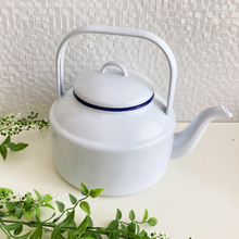 Load image into Gallery viewer, White Enamel Tea Kettle
