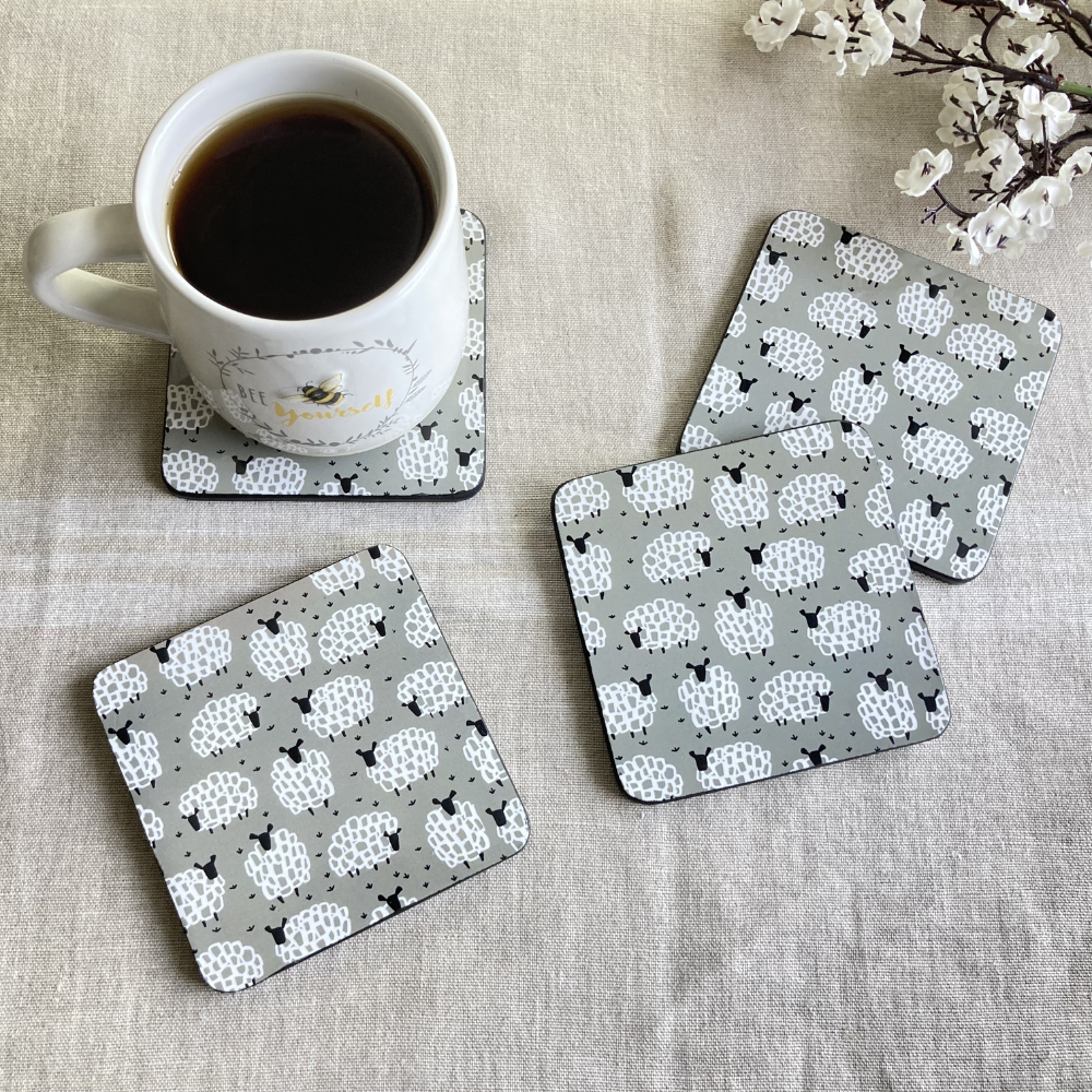 Grey Sheep Coasters Set/4