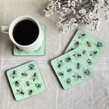 Load image into Gallery viewer, Sketch Bees Coasters Set/4
