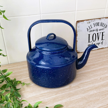 Load image into Gallery viewer, Navy Enamel Tea Kettle
