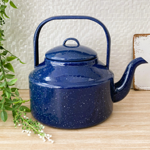 Load image into Gallery viewer, Navy Enamel Tea Kettle
