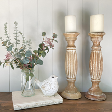 Load image into Gallery viewer, tall ribbed wooden candle holder
