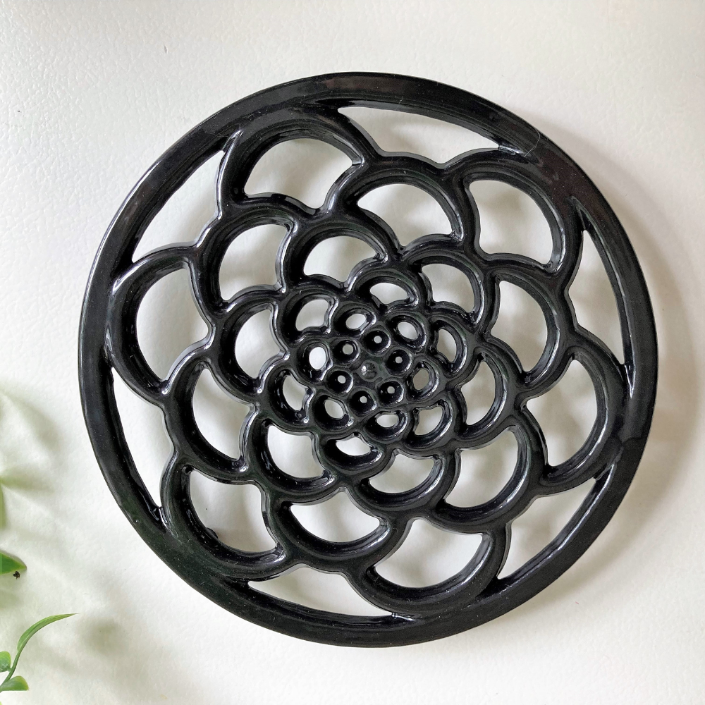 Round Black Enamelled Trivet