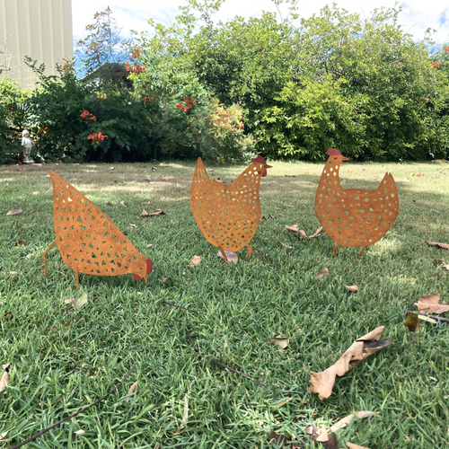 metal chooks for the garden