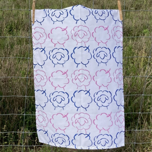 Australian made cotton tea towel sheep design