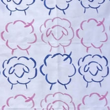 Load image into Gallery viewer, navy and pink sheep on a tea towel Australian made
