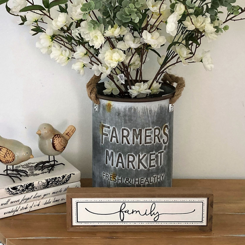 galvanised bucket for flower arrangements