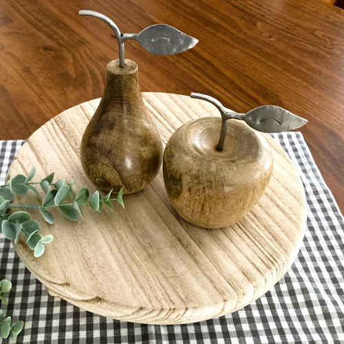 wooden fruit decor apple and pear